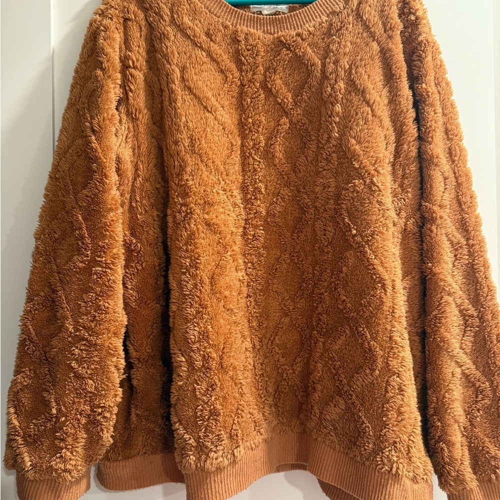 Plush Textured Sweater -Mustard